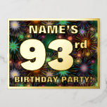 [ Thumbnail: 93rd Birthday Party: Bold, Colorful Fireworks Look Postcard ]