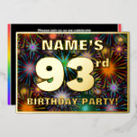 [ Thumbnail: 93rd Birthday Party — Fun, Colorful Fireworks Look Invitation ]