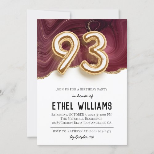 93rd Birthday Party Invitation