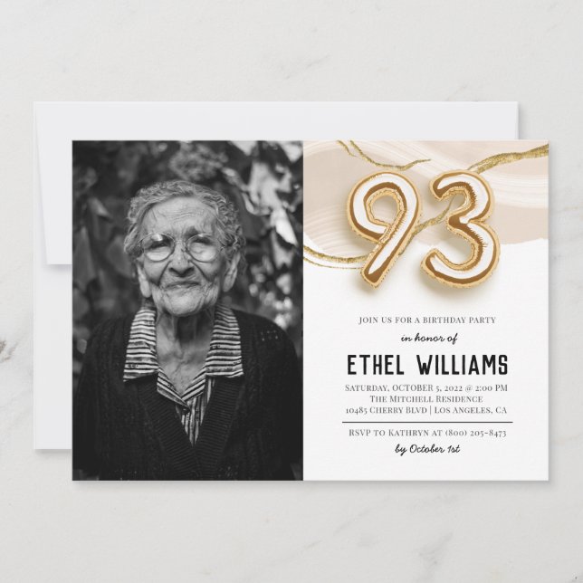 93rd Birthday Party Invitation (Front)