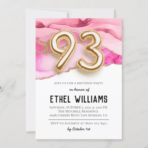 93rd Birthday Party Invitation