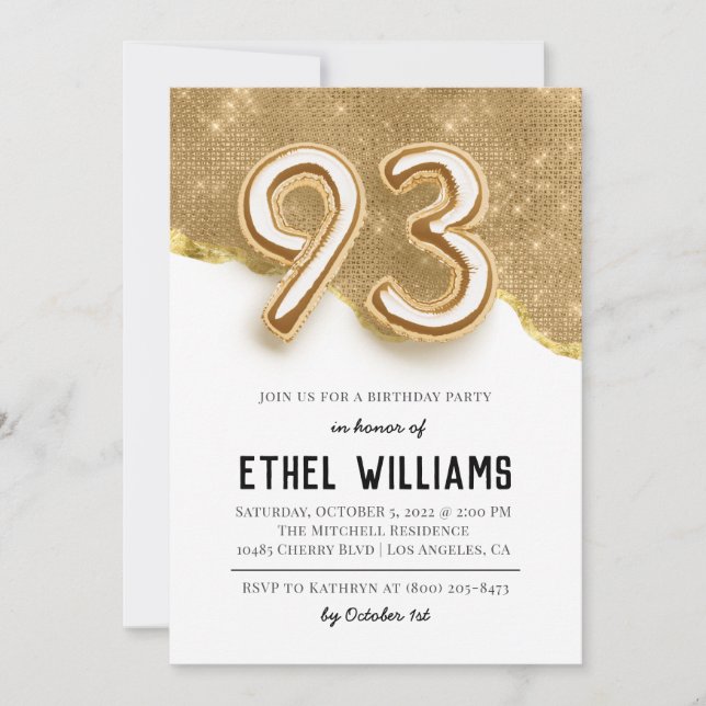93rd Birthday Party Invitation (Front)