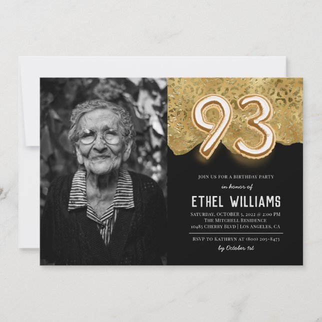 93rd Birthday Party Invitation (Front)