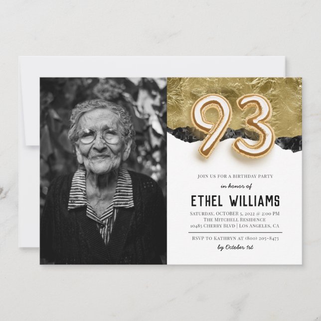 93rd Birthday Party Invitation (Front)