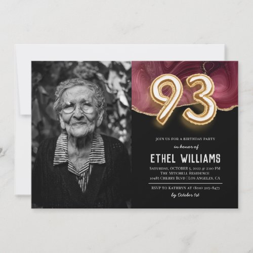 93rd Birthday Party Invitation