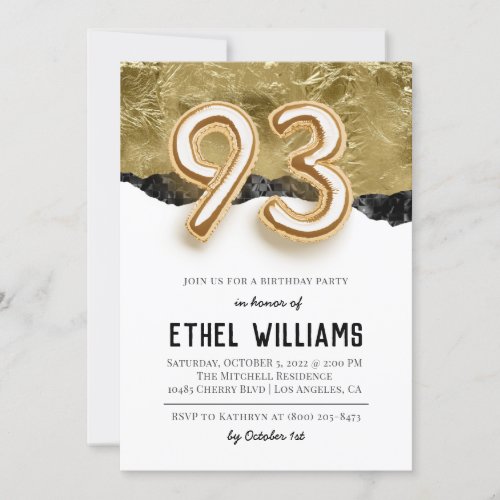 93rd Birthday Party Invitation