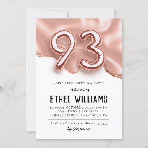 93rd Birthday Party Invitation