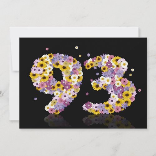 93rd Birthday party with flowered letters Invitation