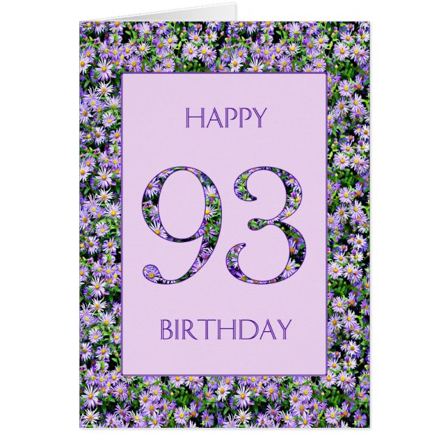 93rd Birthday Purple Daisies Cards (Front)
