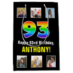 [ Thumbnail: 93rd Birthday: Rainbow “93“, Custom Photos & Name Gift Bag ]