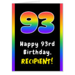 [ Thumbnail: 93rd Birthday: Rainbow Spectrum # 93, Custom Name Card ]