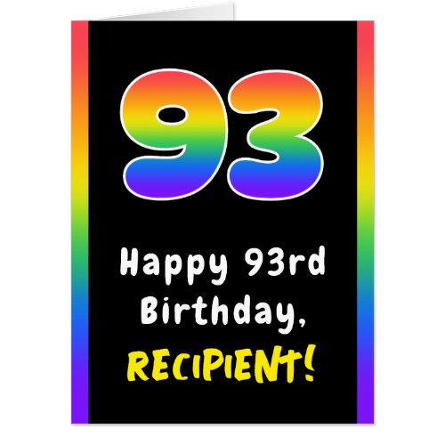 93rd Birthday Rainbow Spectrum  93 Custom Name Card