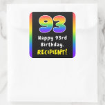 [ Thumbnail: 93rd Birthday: Rainbow Spectrum # 93, Custom Name Sticker ]