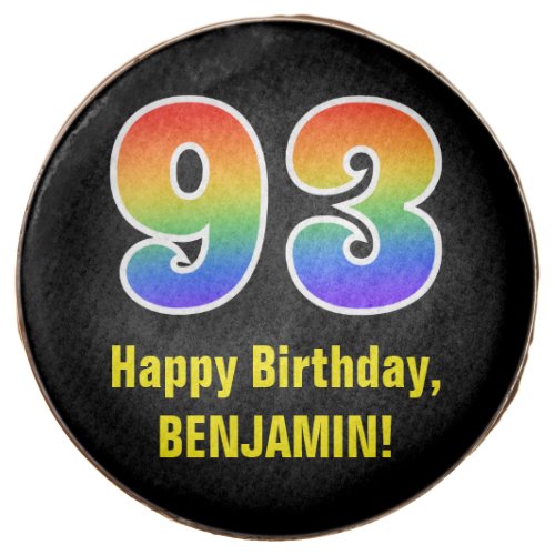 93rd Birthday _ Rainbow Spectrum Pattern Number 93 Chocolate Covered Oreo