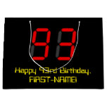 [ Thumbnail: 93rd Birthday: Red Digital Clock Style "93" + Name Gift Bag ]
