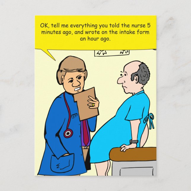 949 tell me everything you told the nurse cartoon postcard (Front)