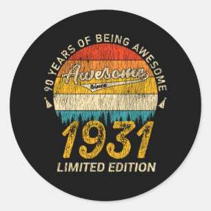 94 Year Old Bday Retro Awesome 94th Birthday Gift Classic Round Sticker