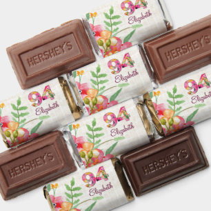 94 Years Floral Flowers - 94th Birthday Linen Hershey's Miniatures