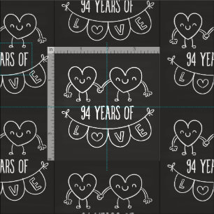 94th Anniversary Gift Chalk Hearts Fabric