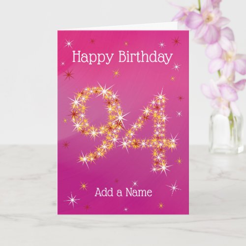 94th Birthday - 94 in Stars - Pink/Purple - Age 94