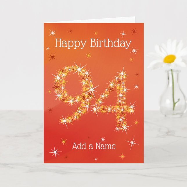 94th Birthday - 94 in Stars - Red - Age 94 Card (Small Plant)
