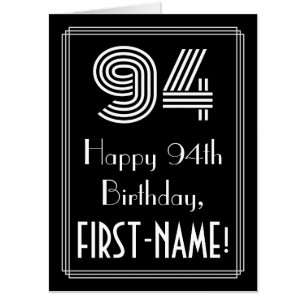 94th Birthday — Art Deco Inspired Look “94” + Name Card