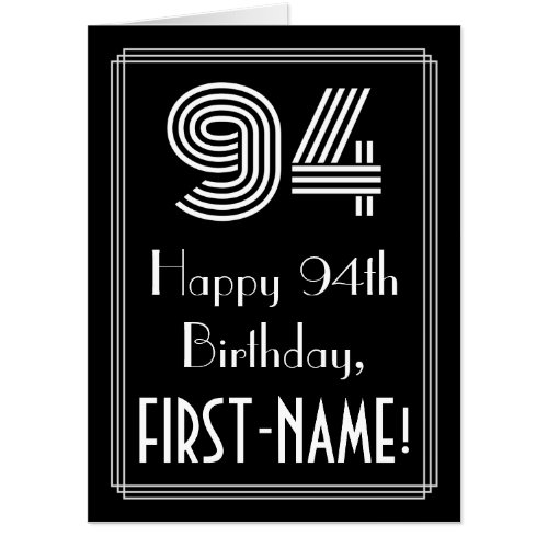 94th Birthday  Art Deco Inspired Look 94  Name Card