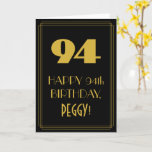 [ Thumbnail: 94th Birthday – Art Deco Inspired Look "94" & Name Card ]