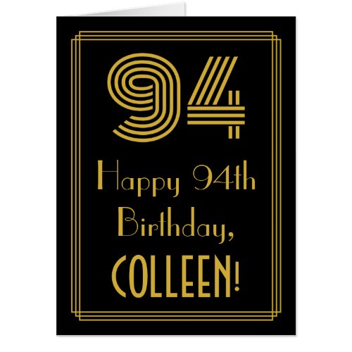 94th Birthday Art Deco Inspired Look 94  Name Card