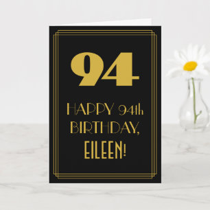 94th Birthday ~ Art Deco Inspired Look "94" & Name Card