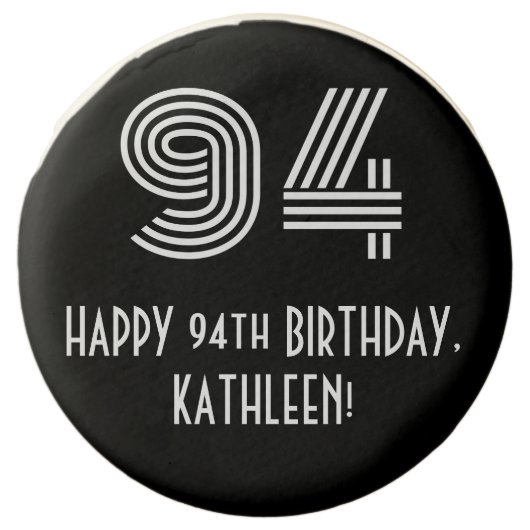 94th Birthday - Art Deco Inspired Look "94", Name Chocolate Covered Oreo (Front)