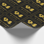 [ Thumbnail: 94th Birthday – Art Deco Inspired Look "94" & Name Wrapping Paper ]