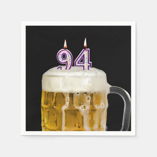 94th Birthday Beer on black Napkins (Front)