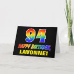 [ Thumbnail: 94th Birthday: Bold, Fun, Simple, Rainbow 94 Card ]