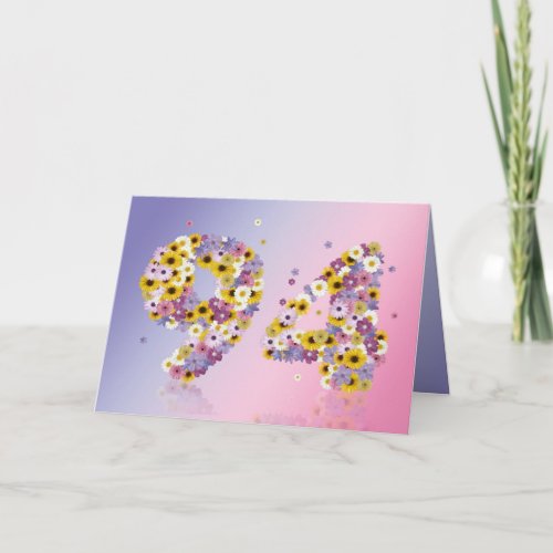 94th birthday card with flowery letters
