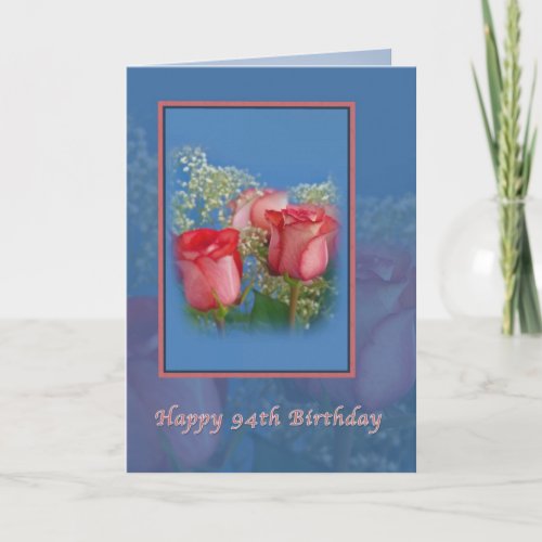 94th Birthday Card with Red Roses