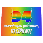 [ Thumbnail: 94th Birthday: Colorful, Fun Rainbow Pattern # 94 Gift Bag ]