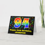 [ Thumbnail: 94th Birthday: Colorful Music Symbols & Rainbow 94 Card ]