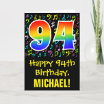 [ Thumbnail: 94th Birthday: Colorful Music Symbols + Rainbow 94 Card ]