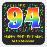 [ Thumbnail: 94th Birthday: Colorful Music Symbols, Rainbow 94 Sticker ]