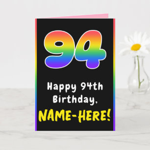 94th Birthday: Colorful Rainbow # 94, Custom Name Card