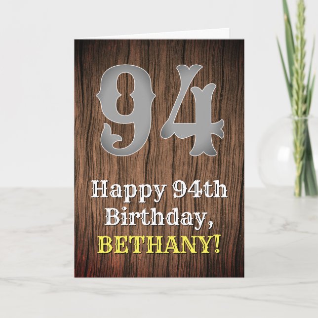 94th Birthday: Country Western Inspired Look, Name Card (Front)