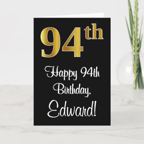 94th Birthday  Elegant Luxurious Faux Gold Look  Card