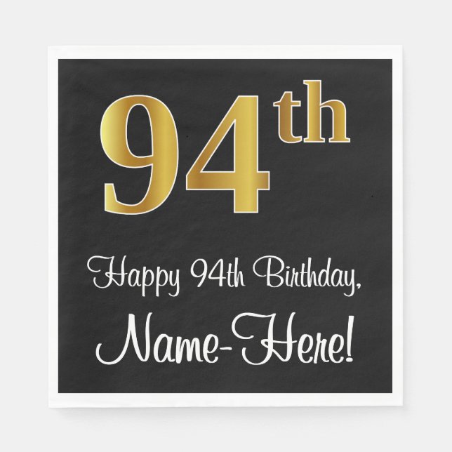 94th Birthday ~ Elegant Luxurious Faux Gold Look # Napkins (Front)