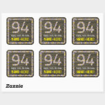 [ Thumbnail: 94th Birthday: Floral Number, Faux Wood Look, Name Sticker ]