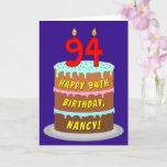 [ Thumbnail: 94th Birthday: Fun Cake and Candles + Custom Name Card ]