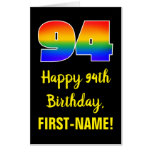 [ Thumbnail: 94th Birthday: Fun, Colorful, Happy, Rainbow # 94 Card ]
