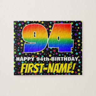 94th Birthday — Fun, Colorful Star Field Pattern Jigsaw Puzzle
