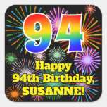 [ Thumbnail: 94th Birthday: Fun Fireworks Look, Rainbow # 94 Sticker ]