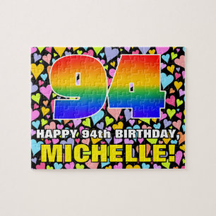 94th Birthday — Fun, Loving Heart Shapes + “94” Jigsaw Puzzle
